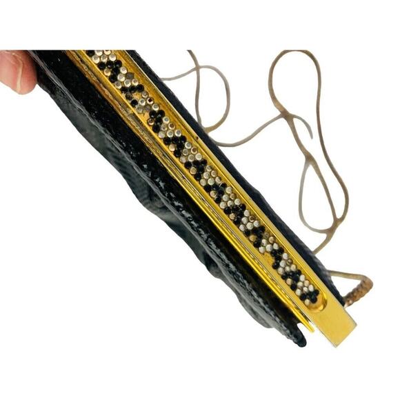 Andre Cellini Vintage 1980s Black Snakeskin Shoulderbag Goldtone Hardware Embell - Picture 5 of 7